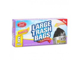 Trash Bags DrawString Black 30Gal 6ct.