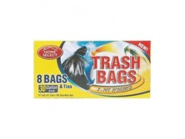 TRASH BAGS, BLACK 30GAL. 8CT