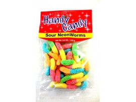 CANDY, SOUR NEON WORMS 5oz. BAG HANDY CANDY