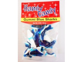 CANDY, GUMMI BLUE SHARKS 4oz. BAG HANDY CANDY