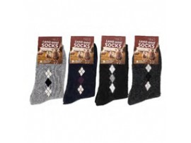 SOCKS, MEN'S WOOL ASST. COLORS W/DESIGNS