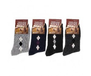 SOCKS, MEN'S WOOL ASST. COLORS W/DESIGNS