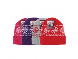 HAT, LADIES INSULATED W/SNOWFLAKES ASST. COLORS