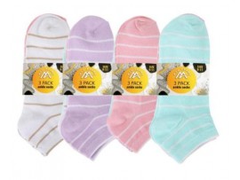SOCKS, 3PK LADIES ANKLE MULTI COLOR 9-11