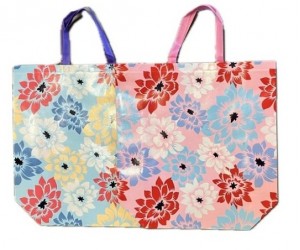 SHOPPING BAG FLOWER PRINT 20X18" 	