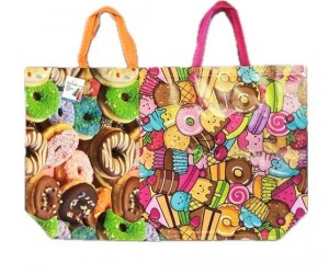 SHOPPING BAG DONUT & CAKE PRINT 20X18"