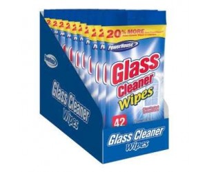 FLAT WIPES, GLASS CLEANER 42CT