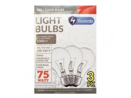 LIGHT BULBS, 3PK 75W CLEAR