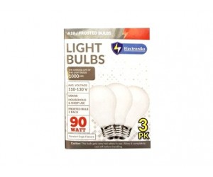 LIGHT BULBS, 3PK. 90W FROSTED