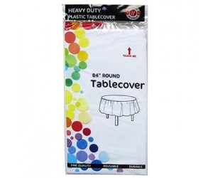 TABLE COVER, 84" ROUND WHITE