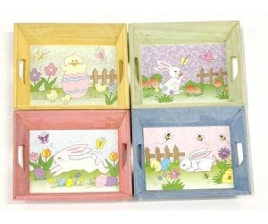 TRAY WOODEN EASTER BUNNY DESIGN