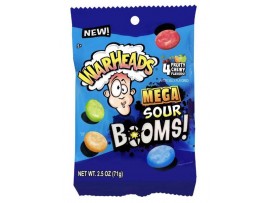 WARHEADS MEGA SOUR BOOMS 2.5oz.FRUITY CHEWS