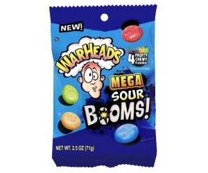 WARHEADS MEGA SOUR BOOMS 2.5oz.FRUITY CHEWS