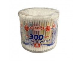 COTTON SWABS 300CT DOUBLE TIPPED PLASTIC CANISTER
