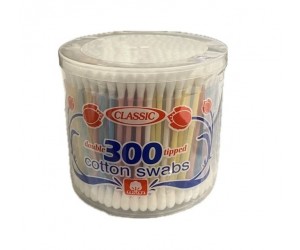 COTTON SWABS 300CT DOUBLE TIPPED PLASTIC CANISTER