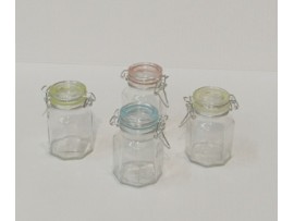 JAR, GLASS W/SNAP LID SMALL 4 ASST.