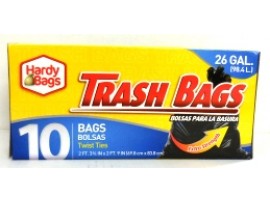 TRASH BAGS, 26 GALLON 10ct.BLACK