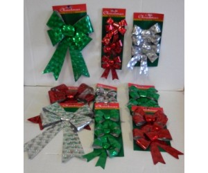 Xmas Holographic Bows 3 Sizes Asst
