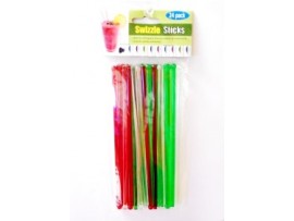 SWIZZLE STICKS, 24PC RED/GREEN/CLEAR